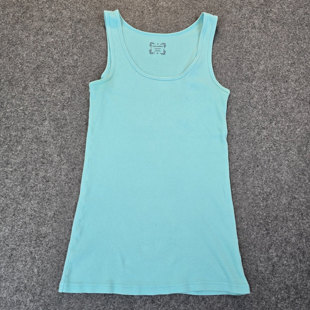 Old Navy Tank Top Womens Medium Light Blue Classic Ribbed Comfort Round Neck